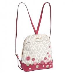 MICHAEL Michael Kors Beige/Pink Floral Signature Coated Canvas Emmy Backpack