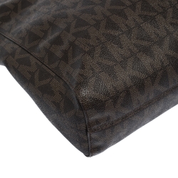 Pre Owned MICHAEL Michael Kors Brown Signature Coated Canvas North South Tote