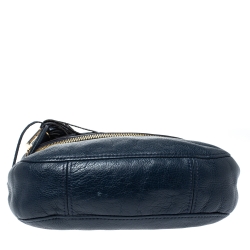 Pre Owned حقيبة كتف مايكل مايكل كورس "بيدفورد" دلاية بشراشيب جلد أزرق