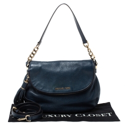 Pre Owned حقيبة كتف مايكل مايكل كورس "بيدفورد" دلاية بشراشيب جلد أزرق