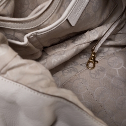Pre Owned MICHAEL Michael Kors Ivory Leather Double Pocket Zip Hobo