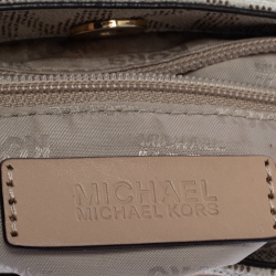Pre Owned Michael Michael Kors White Signature Coated Canvas and Leather Crossbody Bag