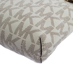 Pre Owned Michael Michael Kors White Signature Coated Canvas and Leather Crossbody Bag