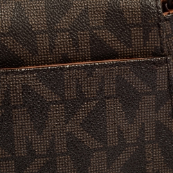 Pre Owned MICHAEL Michael Kors Brown Signature Coated Canvas and Leather Fulton Crossbody Bag