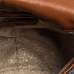 Pre Owned MICHAEL Michael Kors Brown Signature Coated Canvas and Leather Fulton Crossbody Bag