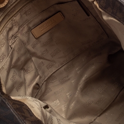 Pre Owned MICHAEL Michael Kors Brown Signature Coated Canvas and Leather Lilly Chain Hobo