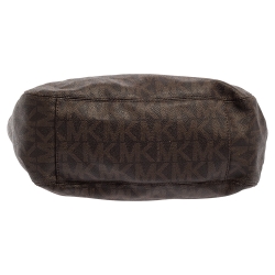 Pre Owned MICHAEL Michael Kors Brown Signature Coated Canvas and Leather Lilly Chain Hobo