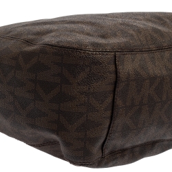 Pre Owned MICHAEL Michael Kors Brown Signature Coated Canvas and Leather Lilly Chain Hobo