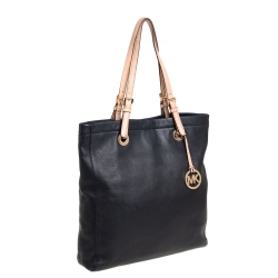 Pre Owned MICHAEL Michael Kors Black Leather Jet Set Tote