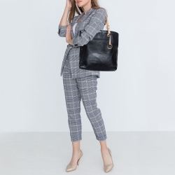 Pre Owned MICHAEL Michael Kors Black Leather Jet Set Tote