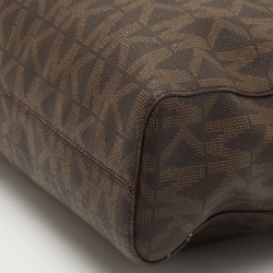 Pre Owned MICHAEL Michael Kors Brown Signature Coated Canvas and Leather Jetset Tote