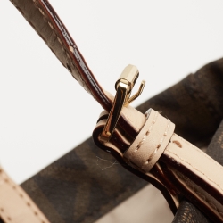 Pre Owned MICHAEL Michael Kors Brown Signature Coated Canvas and Leather Jetset Tote