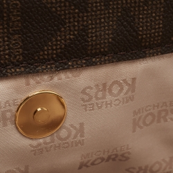 Pre Owned MICHAEL Michael Kors Brown Signature Coated Canvas and Leather Jetset Tote