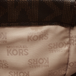 Pre Owned MICHAEL Michael Kors Brown Signature Coated Canvas and Leather Jetset Tote
