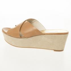 Pre Owned MICHAEL Michael Kors Brown Leather Slides Size 38