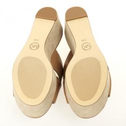 Pre Owned MICHAEL Michael Kors Brown Leather Slides Size 38