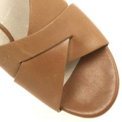 Pre Owned MICHAEL Michael Kors Brown Leather Slides Size 38