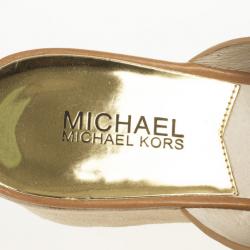Pre Owned MICHAEL Michael Kors Brown Leather Slides Size 38