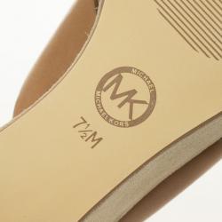 Pre Owned MICHAEL Michael Kors Brown Leather Slides Size 38