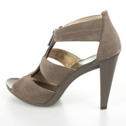 Pre Owned MICHAEL Michael Kors Beige Suede 'Berkley' T-Strap Sandals Size 37.5