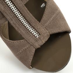 Pre Owned MICHAEL Michael Kors Beige Suede 'Berkley' T-Strap Sandals Size 37.5