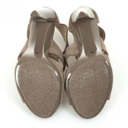 Pre Owned MICHAEL Michael Kors Beige Suede 'Berkley' T-Strap Sandals Size 37.5