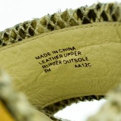 Pre Owned MICHAEL Michael Kors Beige Suede Lilly Platform Sandals With Snakeskin Trim Size 38.5