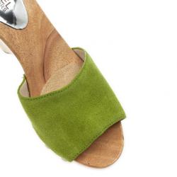 Pre Owned MICHAEL Michael Kors Green Suede Easton Mules Size 38.5