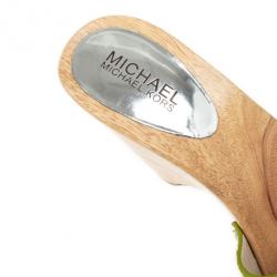 Pre Owned MICHAEL Michael Kors Green Suede Easton Mules Size 38.5