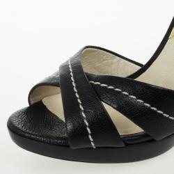 Pre Owned MICHAEL Michael Kors Black Leather Ankle Strap Sandals Size 38