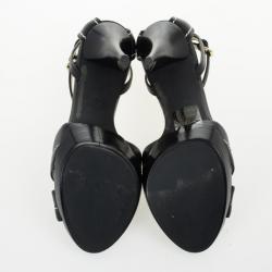 Pre Owned MICHAEL Michael Kors Black Leather Ankle Strap Sandals Size 38