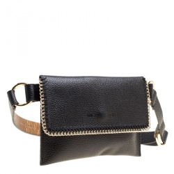 Pre Owned Michael Michael Kors Black Leather Belt Bag