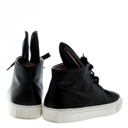 Minna Parikka Black Leather Bunny Sneaks High Top Sneakers Size 39