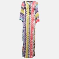 Pre Owned Missoni Mare Multicolor Chevron Crochet Knit Cover Up M
