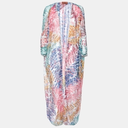 Missoni Mare Multicolor Patterned Knit Long Beach Cover-Up S