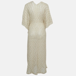 Pre Owned Missoni Mare Cream  Lurex Knit Cover Up Kaftan Dress S