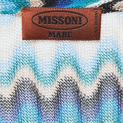 Missoni Mare Blue Chevron Knit Sleeveless Sheer Playsuit S