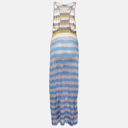 Pre Owned Missoni Mare Multicolor Striped Knit Sleeveless Maxi Dress M