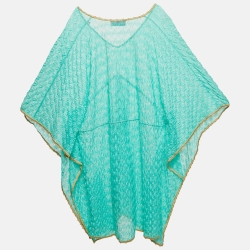 Pre Owned Missoni Mare Turquoise Green Knit Cover-Up Kaftan Dress M