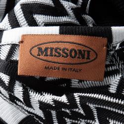Pre Owned Missoni Monochrome Knit Chevron and Snake Patch Pattern Sleeveless Maxi Dress XL