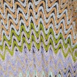 Pre Owned Missoni Mare Multicolor Chevron Pattern Perforated Lurex Knit Kaftan Tunic L