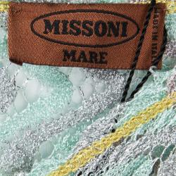 Pre Owned Missoni Mare Multicolor Chevron Pattern Perforated Lurex Knit Kaftan Tunic L