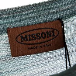 Pre Owned Missoni Blue Stiped Lurex Knit Perforated Long Sleeve Top L