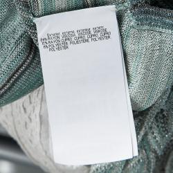 Pre Owned Missoni Blue Stiped Lurex Knit Perforated Long Sleeve Top L