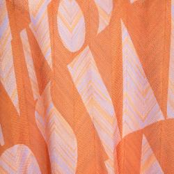 Pre Owned Missoni Mare Orange Patterned Knit Contrast Neck Detail Tunic M