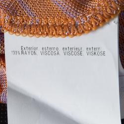 Pre Owned Missoni Mare Orange Patterned Knit Contrast Neck Detail Tunic M