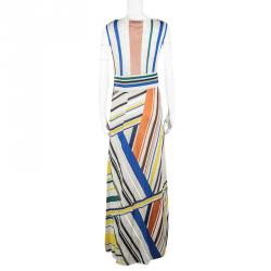 Pre Owned Missoni Multicolor Striped Knit Sleeveless Maxi Dress L