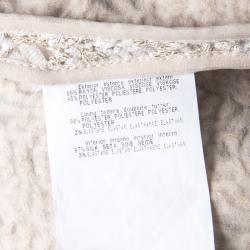 Pre Owned Missoni Beige and White Textured Lurex Knit Detail Long Coat S