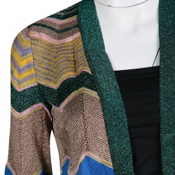 Pre Owned Missoni Multicolor Chevron Pattern Lurex Knit Open Front Cardigan S