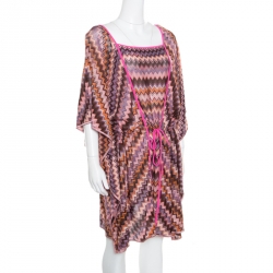 Pre Owned Missoni Mare Multicolor Chevron Patterned Knit Kaftan Tunic L